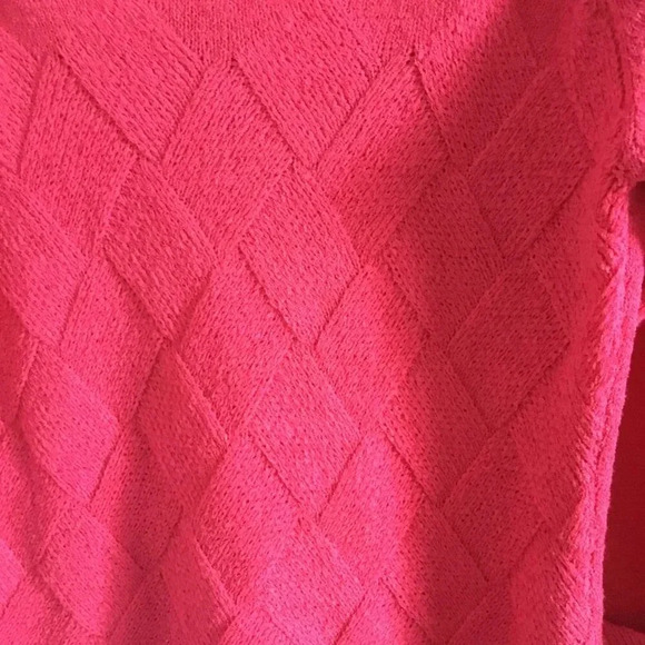 Gea Pink womens knitted diamond pattern Top Sweater Vintage Casual Sz :S US - Picture 3 of 6